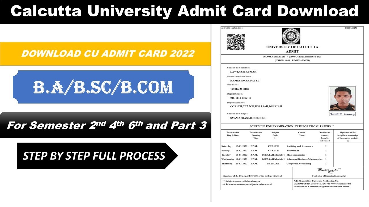Download Your Calcutta University Admit Card for 2023 CU Semester from cuexam.net